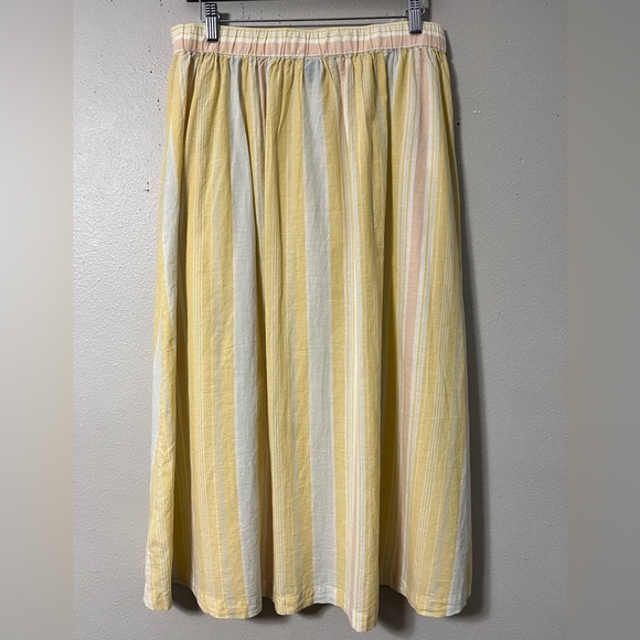 Patagonia Kamala Maxi Skirt Yellow Stripe Organic Cotton Hemp Blend Pockets M - Picture 8 of 11